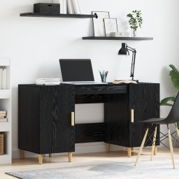 vidaXL Bureau Zwart Eiken Bewerkt hout 140 x 50 x 75 cm