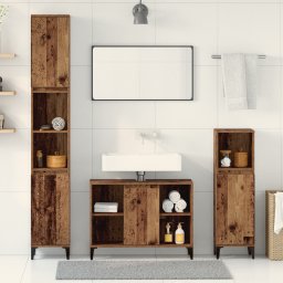 vidaXL Badkamermeubelset met plank 3 pcs Oud hout Bewerkt hout