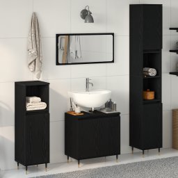 vidaXL Badkamermeubelset 3 st Zwart Eiken 30 x 30 x 190 cm
