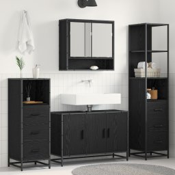 vidaXL Badkamermeubelset 4 st Zwart Eiken 90 x 33 x 60 cm Bewerkt hout