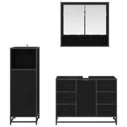 vidaXL Badkamermeubelset 3 st Zwart Eiken 80 x 33 x 60 cm Bewerkt hout