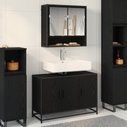 vidaXL Badkamermeubelset 2 st Zwart Eiken 90 x 33 x 60 cm Bewerkt hout