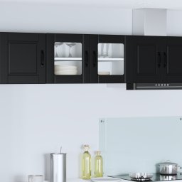 vidaXL Wand Glas Kasten PORTO Zwart 80 x 31 x 40 cm Bewerkt hout