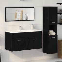 vidaXL Badkamermeubelset 3 st Zwart Eiken 90 x 38,5 x 46 cm