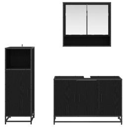 vidaXL Badkamermeubelset 3 st Zwart Eiken 90 x 33 x 60 cm Bewerkt hout
