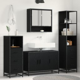 vidaXL Badkamermeubelset 3 st Zwart Eiken 35 x 37,5 x 166 cm