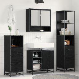 vidaXL Badkamermeubelset 3 st Zwart Eiken 35 x 37,5 x 166 cm