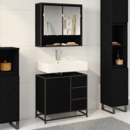 vidaXL Badkamermeubelset 2 st Zwart Eiken 65 x 33 x 60 cm Bewerkt hout