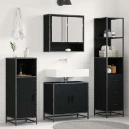vidaXL Badkamermeubelset 3 st Zwart Eiken 35 x 37,5 x 166 cm