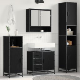 vidaXL Badkamermeubelset 3 st Zwart Eiken 35 x 37,5 x 188,5 cm