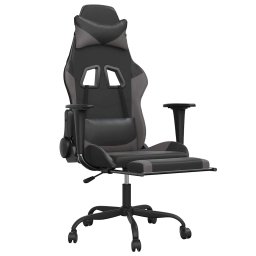vidaXL Massage gamestoel met voetensteun kunstleer zwart en grijs