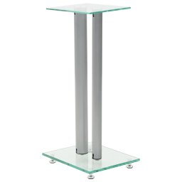 vidaXL Speakerstandaarden zuil-ontwerp gehard glas zilver 2 st