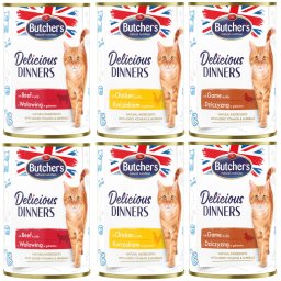 Butcher's Delicious Dinners kat 24 x 400 g - Mixpakket (3 Sorten)