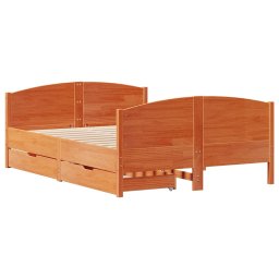 vidaXL Bed met matras massief grenenhout wasbruin 140x190 cm