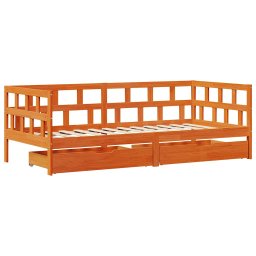 vidaXL Slaapbank met lades zonder matras 90x200 cm hout wasbruin