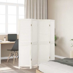 vidaXL Kamerscherm met 4 panelen massief paulowniahout retro wit