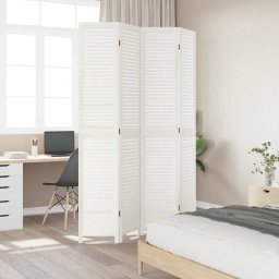 vidaXL Kamerscherm met 4 panelen massief paulowniahout retro wit