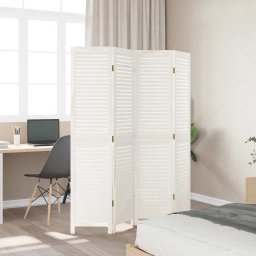 vidaXL Kamerscherm met 4 panelen massief paulowniahout retro wit