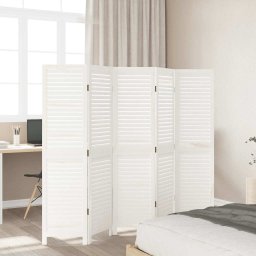 vidaXL Kamerscherm met 5 panelen massief paulowniahout retro wit