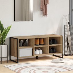 vidaXL Schoenenkast 100 x 35 x 44 cm Bewerkt hout Ambachtelijk eiken