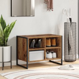 vidaXL Schoenenkast 60 x 35 x 44 cm Bewerkt hout Oud Hout