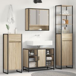 vidaXL Badkamer Kast Sonoma 40 x 30 x 180 cm Bewerkt hout