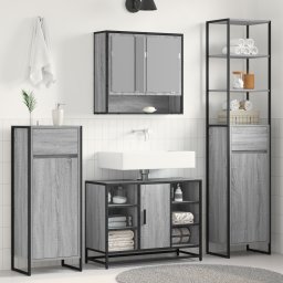 vidaXL Badkamer Kast Grijs Sonoma 40 x 30 x 180 cm Bewerkt hout