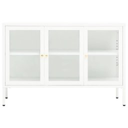 vidaXL Dressoir 105x35x70 cm staal en glas wit