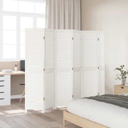 vidaXL Kamerscherm met 6 panelen massief paulowniahout retro wit