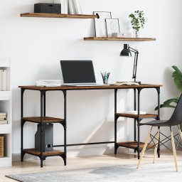 vidaXL Bureau met plank Oud Hout 140 x 50 x 75 cm Bewerkt hout