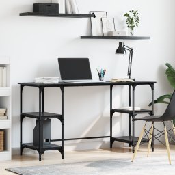 vidaXL Bureau Zwart Eiken Bewerkt hout 140 x 50 x 75 cm