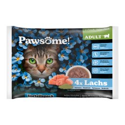 4x85g Pawsome Adult Cat met zalm natvoer voor katten