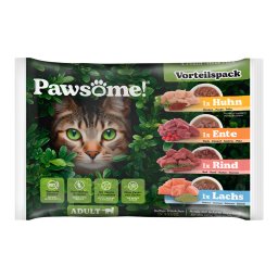 8x85g Pawsome Adult Cat mix 4 soorten natvoer voor katten
