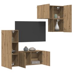 vidaXL TV-kast 4 st Artisan Eiken Bewerkt hout