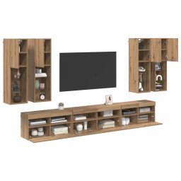 vidaXL TV Wandkast Set 7 st Artisan Eiken Bewerkt hout