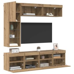 vidaXL TV-kast 7 st Artisan Eiken Bewerkt hout