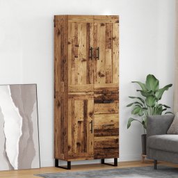 vidaXL Hoge kast 2 st Oudhout 69,5 x 34 x 180 cm Bewerkt hout en glas