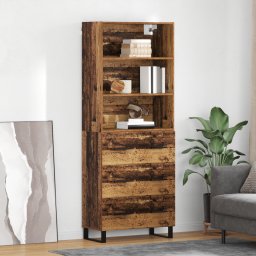 vidaXL Hoge kast 2 st Oudhout 69,5 x 34 x 180 cm Bewerkt hout en glas