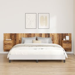 vidaXL Hoofdbord Met Kast met lade 3 pcs Oud Hout Bewerkt hout