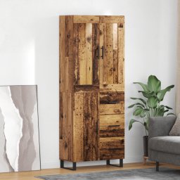 vidaXL Hoge kast 2 st Oudhout 69,5 x 34 x 180 cm Bewerkt hout en glas