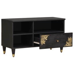 vidaXL TV-kast met lade Zwart 80 x 33 x 46 cm Massief Mango Hout