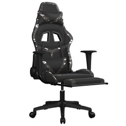 vidaXL Massage gamestoel met voetensteun kunstleer zwart en camouflage