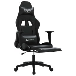 vidaXL Massage gamestoel met voetensteun kunstleer zwart