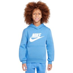 Nike Sportswear Club Big Logo Fleece Hoodie Kids Blauw Wit