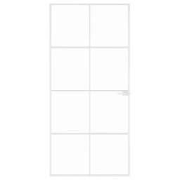 vidaXL Binnendeur 93x201,5 cm gehard glas en aluminium smal wit