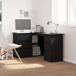 vidaXL Bureau Zwart Eiken Bewerkt hout 145 x 100 x 76 cm