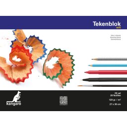Kangaro K-5555 Tekenblok 270x360mm 120gr 20 Vel, Wit