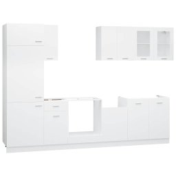 vidaXL 8-delige Keukenkastenset Lyon bewerkt hout wit