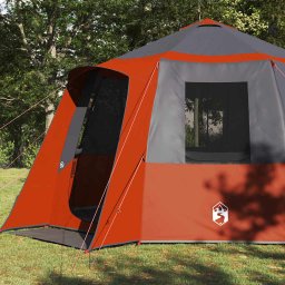 vidaXL Cabin Tent 12-Person 10-persoons Grijs en Oranje