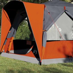 vidaXL Cabine Tent 5-Persoon Grijs en Oranje 333 x 317 x 194 cm